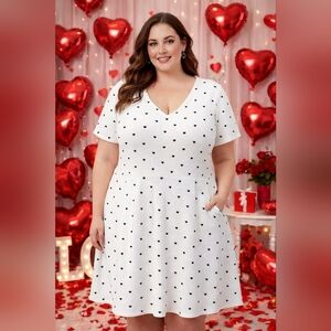 Valentines Sweetheart Torrid Mini Dress Skater Plus Size 4XL Black White Pockets